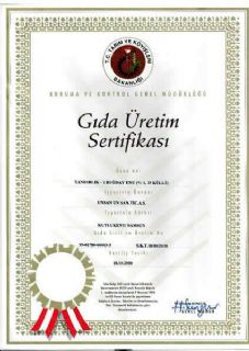 Food Production and Registration Certificate